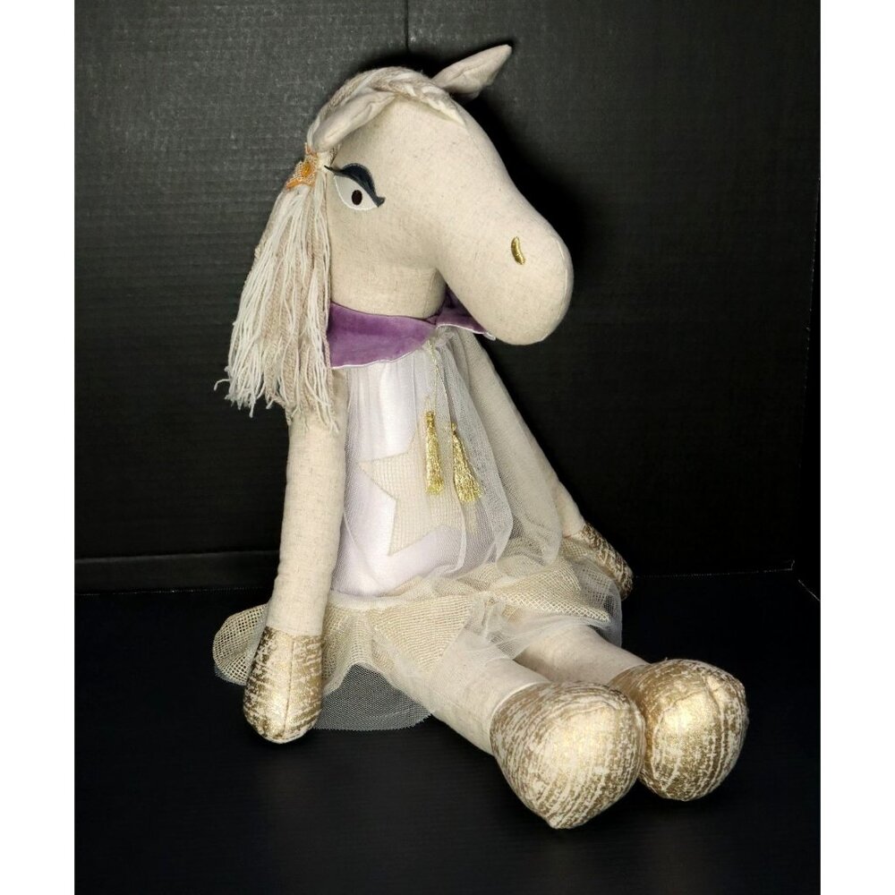 Pottery‎ Barn Kids Everly Tan Linen Horse 28" DESIGNER DOLL Stuffed Animal 2015